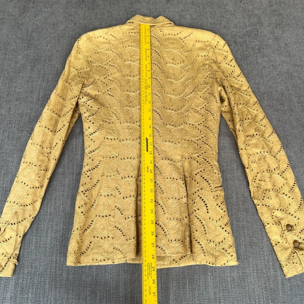 Vtg Ultra Betsey Johnson Two-Piece Blazer & Skirt Suit Set Womens Yellow Eyelet - Picture 7 of 16
